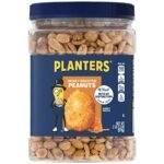 PLANTERS Honey Roasted Peanuts, Sweet and Salty Snacks, Plant-Based Protein , 34.5 Oz (2 Tubs)
