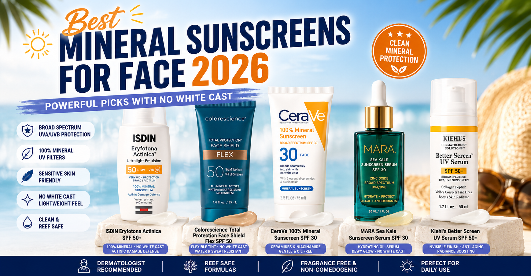 Best Mineral Sunscreens for Face 2026 – No White Cast Picks