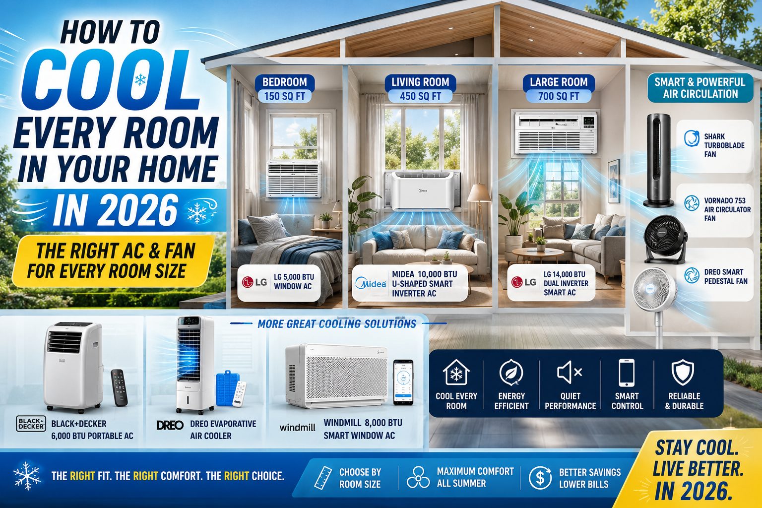 How to Cool Your Home by Room Size 2026 - AC and Fan Guide